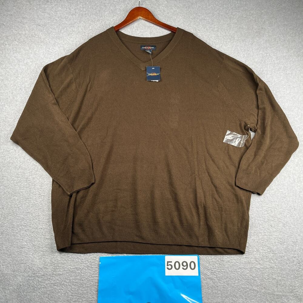 Canyon Ridge V Neck Sweater Brown Casual mens 4XL New Knit Pullover